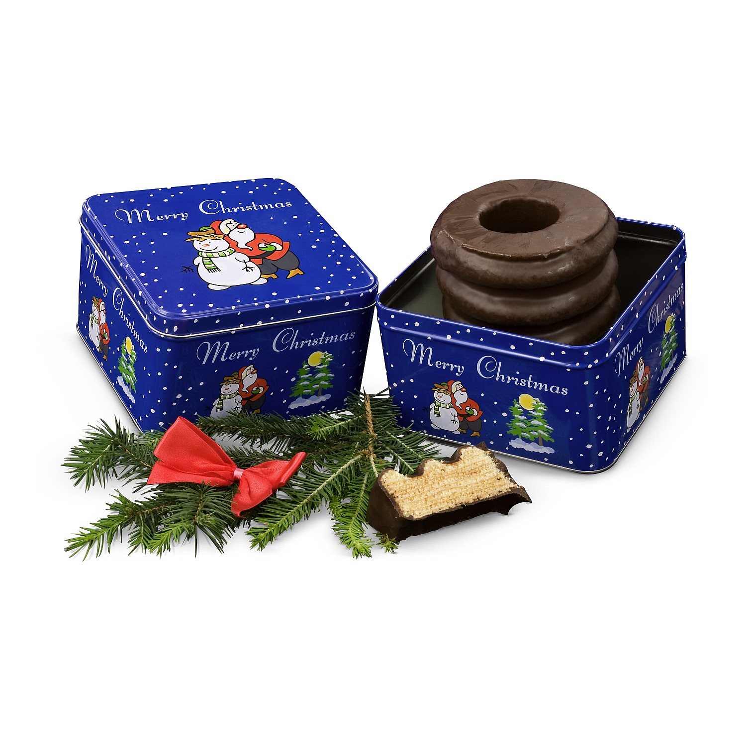 Werbepräsent Baumkuchen in Weihnachtsdose