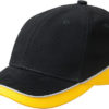 6 Panel Turbo PipingCap James and Nicholson - black goldyellow lightgrey
