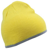 Beanie with Contrasting Border James & Nicholson - yellow lightgrey