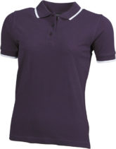 Ladies Tipping Polo - aubergine white