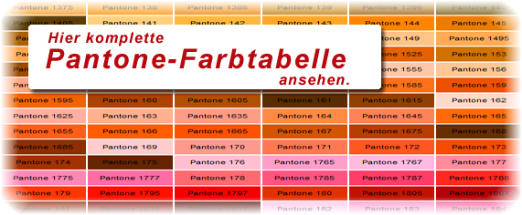 Pantone Farbtabelle mit Pantone Farben