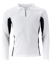 Mens Running Shirt Langarm James & Nicholson - white black