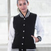 Girlie Varsity Jacket Just Hoods - jet black white