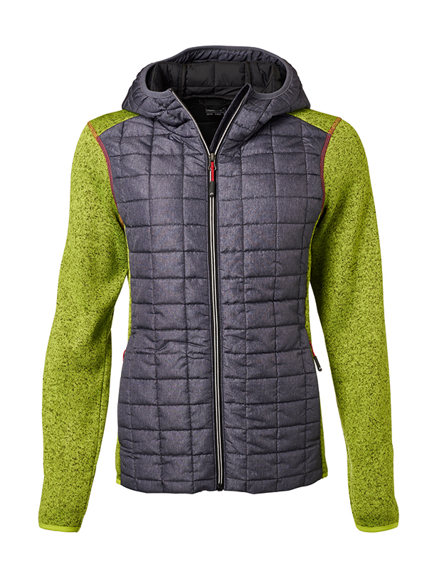 Ladies Knitted Hybrid Jacket James & Nicholson - kiwi melange anthracite melange