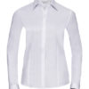 Ladies Long Sleeve Herringbone Shirt Russel - white