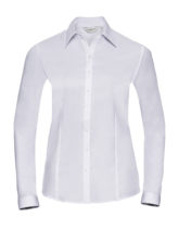 Ladies Long Sleeve Herringbone Shirt Russel - white