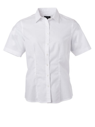 Ladies Shirt Shortsleeve Oxford James & Nicholson - white