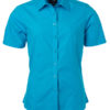 Ladies Shirt Shortsleeve Poplin James & Nicholson - turquoise
