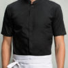 Mens Bar Shirt Mandarin Collar Short Sleeve Bargear - black
