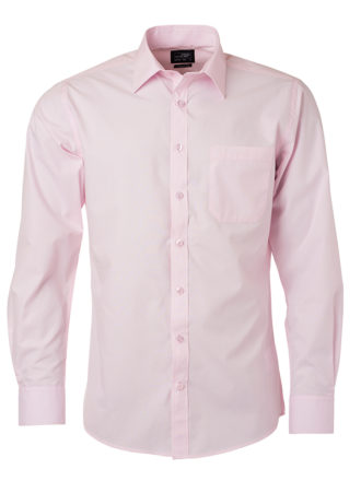 Mens Shirt Longsleeve Poplin James & Nicholson - light pink