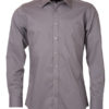 Mens Shirt Longsleeve Poplin James & Nicholson - steel grey