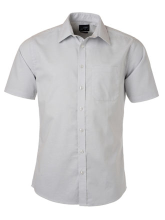 Mens Shirt Shortsleeve Oxford James & Nicholson - silver