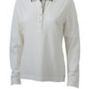 Ladies Polo Long Sleeved James & Nicholson - off white