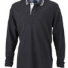 Mens Polo Long Sleeved James & Nicholson - black