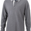 Mens Polo Long Sleeved James & Nicholson - grey melange