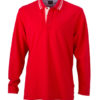 Mens Polo Long Sleeved James & Nicholson - red