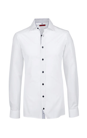 Greiff Premium Hemd Slim Fit - weiß kontrast blau