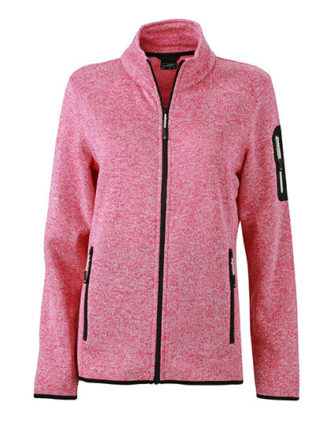 Ladies Knitted Fleece Jacket James & Nicholson - pink melange offwhite