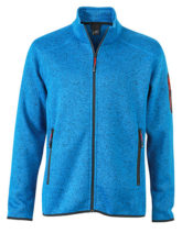 Mens Knitted Fleece Jacket James & Nicholson - royal melange red