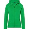 Ladies Hooded Stretchfleece Jacket James & Nicholson - ferngreen carbon