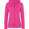 Ladies Hooded Stretchfleece Jacket James & Nicholson - pink magenta