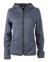 Ladies Knitted Fleece Hoody James & Nicholson - denim melange black