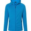 Mens Hooded Stretchfleece Jacket James & Nicholson - bright blue navy
