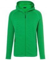 Mens Hooded Stretchfleece Jacket James & Nicholson - ferngreen carbon