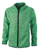Mens Knitted Fleece Hoody James & Nicholson - green melange black