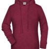 Ladies' Bio Hoody James & Nicholson - burgundy melange