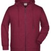 Men's Bio Zip Hoody James & Nicholson - burgundy melange