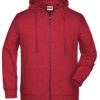 Men's Bio Zip Hoody James & Nicholson - carmine red melange