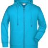 Men's Bio Zip Hoody James & Nicholson - turquoise