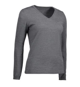Identity V-Neck Damen Pullover - grau meliert