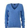 Ladies' V-Neck Pullover James & Nicholson - glacier blue