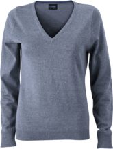 Ladies' V-Neck Pullover James & Nicholson - grey heather