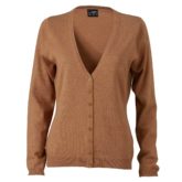 Ladies' V-Neck Cardigan James & Nicholson - camel