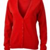 Ladies' V-Neck Cardigan James & Nicholson - dark orange