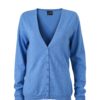 Ladies' V-Neck Cardigan James & Nicholson - glacier blue