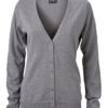 Ladies' V-Neck Cardigan James & Nicholson - grey heather