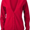 Ladies' V-Neck Cardigan James & Nicholson - red