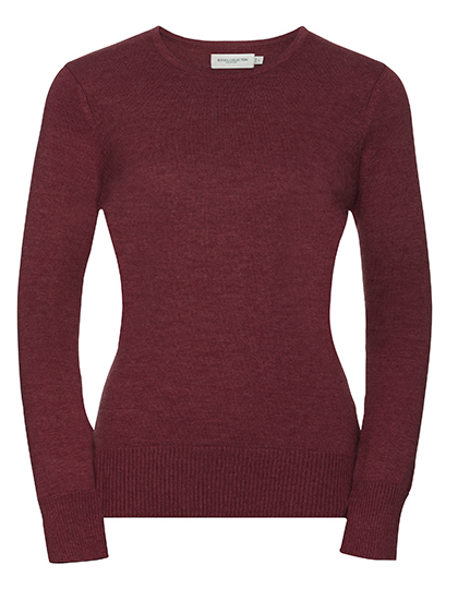 Ladies' Crew Neck Knitted Pullover Russell - cranberry
